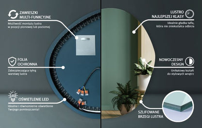 Dekorativt LED-spejl Tulup 77x77 cm med naturlig belysning, 1 stk.