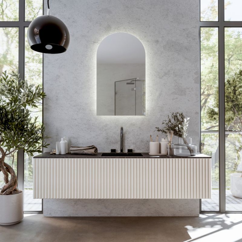 LED Spejl Dorji Bueformet 50 x 90 cm Hvid
