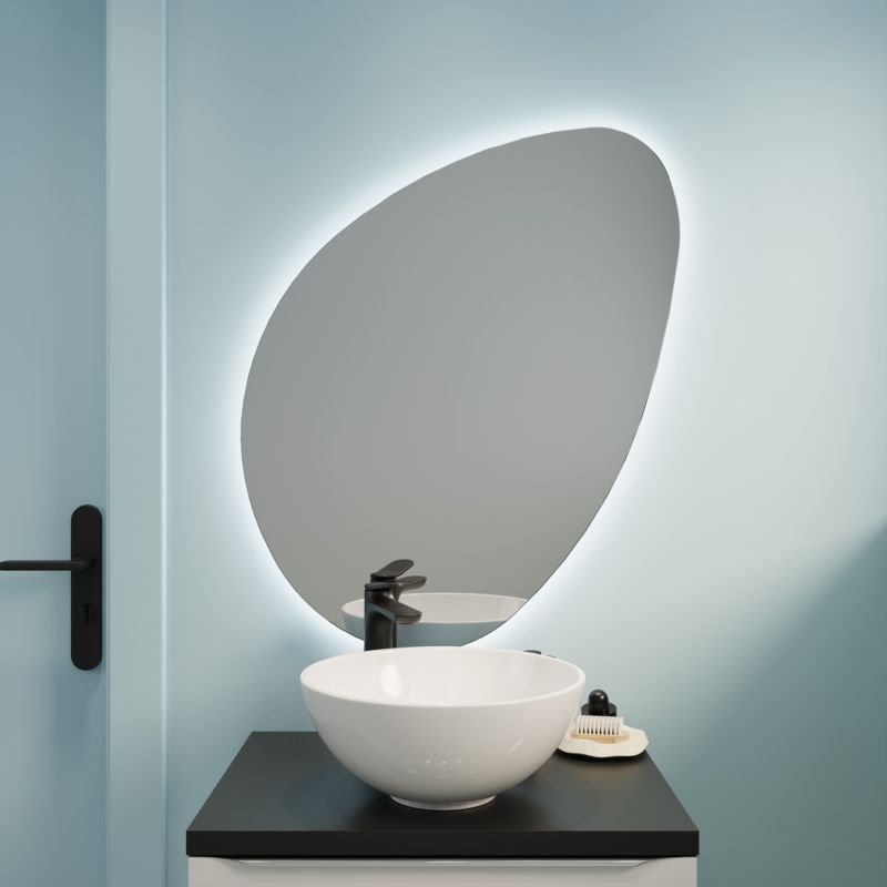 LED-spejl Dorji Drop 60 x 90 cm Sølvfarvet