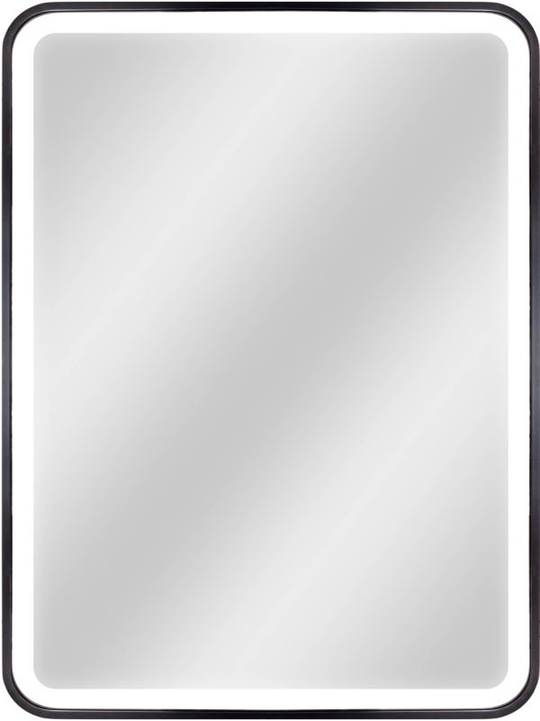 Dubiel Vitrum Verso spejl 60 x 80 cm med LED-belysning i mat-sort aluminiumsramme