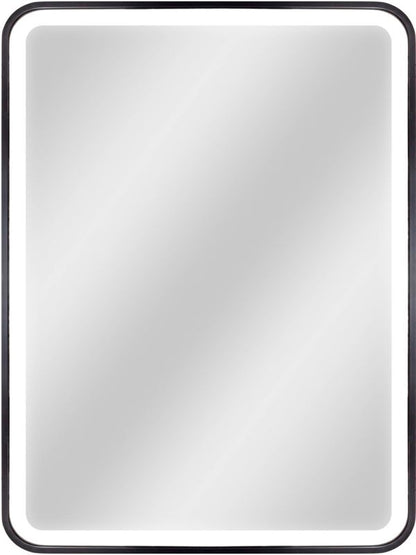 Dubiel Vitrum Verso spejl 60 x 80 cm med LED-belysning i mat-sort aluminiumsramme