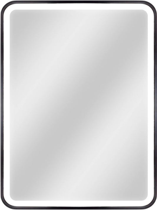 Dubiel Vitrum Verso spejl 60 x 80 cm med LED-belysning i mat-sort aluminiumsramme