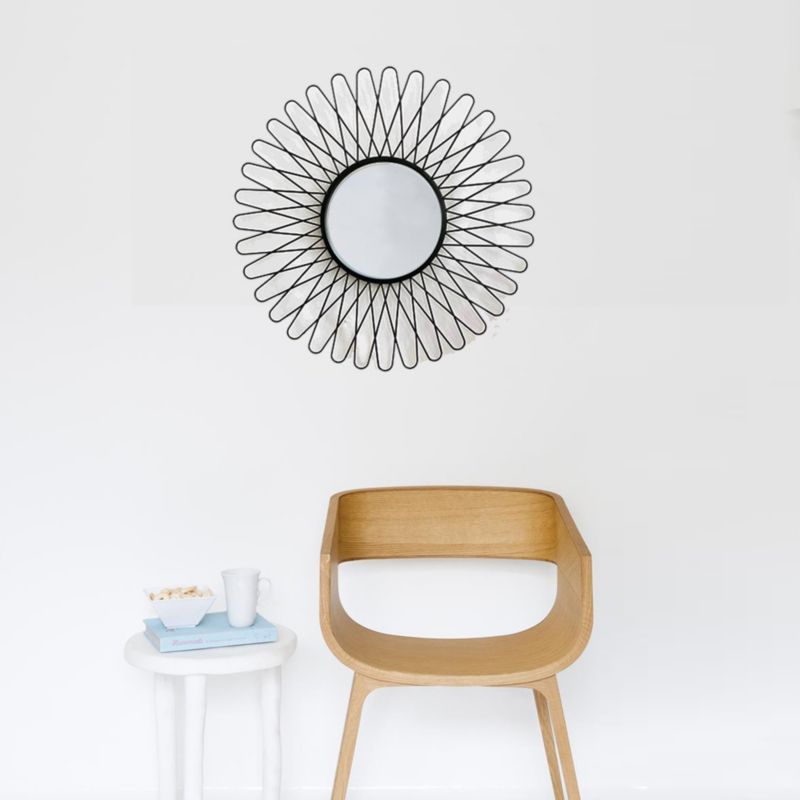 GoodHome Rosace spejl 60 cm sort