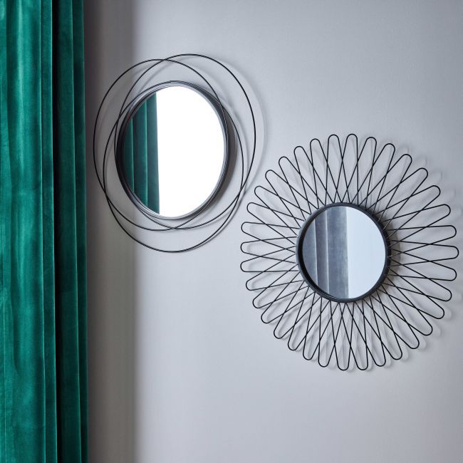 GoodHome Rosace spejl 60 cm sort