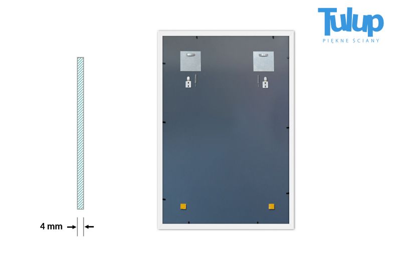Kvadratisk Tulup-spejl 50 x 50 cm til vægmontering med hvid MDF-ramme, 1 stk.