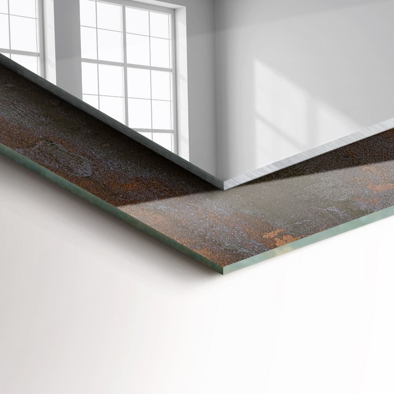 Kvadratisk Tulup Rust Metal Spejl 60x60 cm Industrielt på Underlag 1 stk.