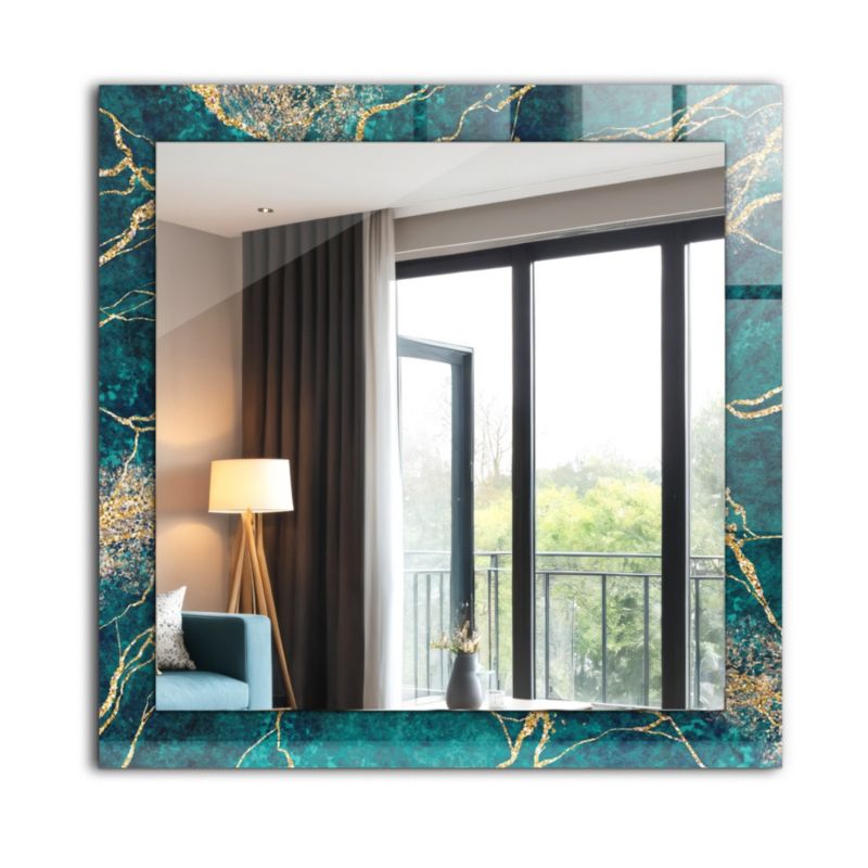 Kvadratisk spejl Tulup grøn marmor 60x60 cm elegant 1 stk.