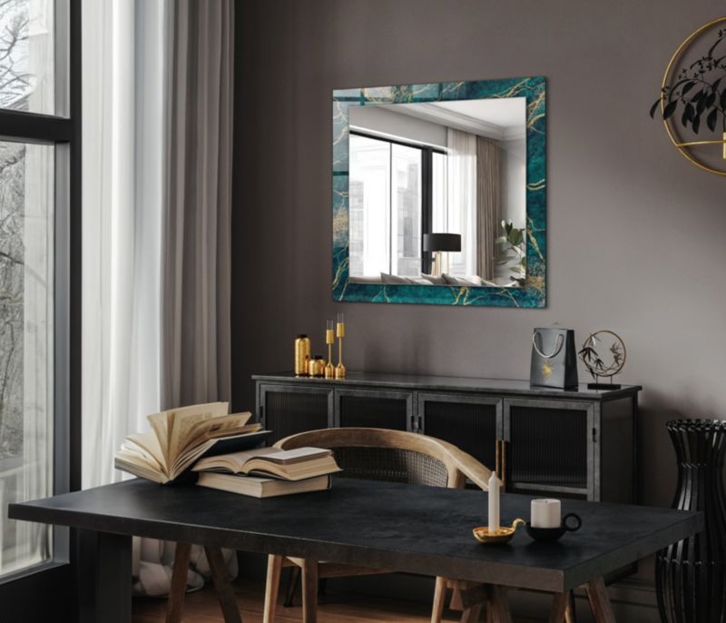 Kvadratisk spejl Tulup grøn marmor 60x60 cm elegant 1 stk.