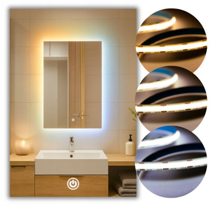 LED-spejl 80x100 cm COB CCT 3-farvet Berøringskontakt | IZMAEL