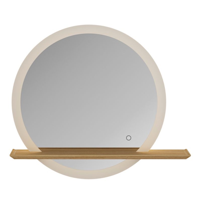 GoodHome Avela LED-spejl Ø 75 cm med hylde