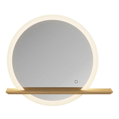 GoodHome Avela LED-spejl Ø 75 cm med hylde