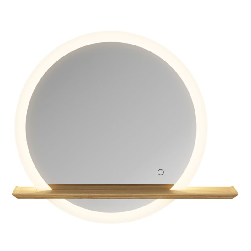 GoodHome Avela LED-spejl Ø 75 cm med hylde