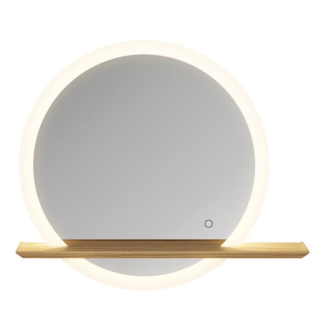 GoodHome Avela LED-spejl Ø 75 cm med hylde