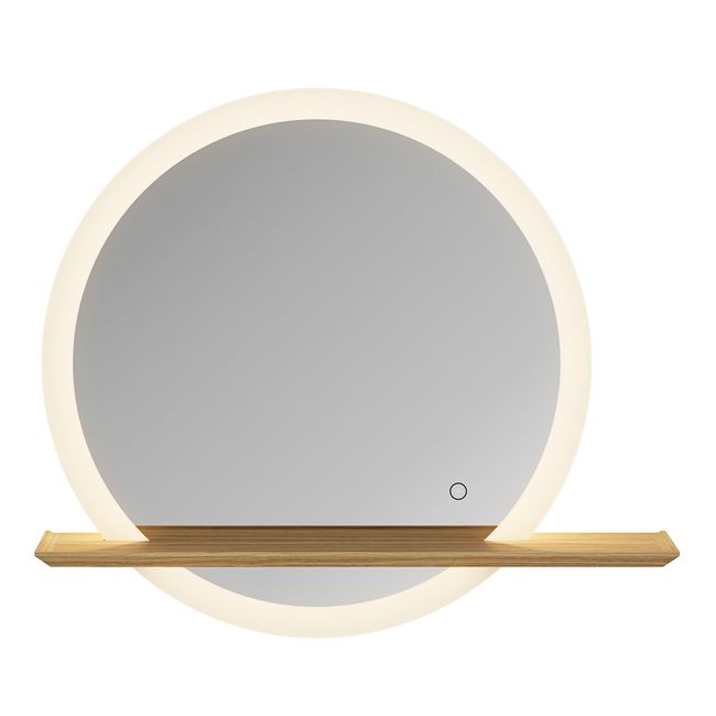 GoodHome Avela LED-spejl Ø 75 cm med hylde