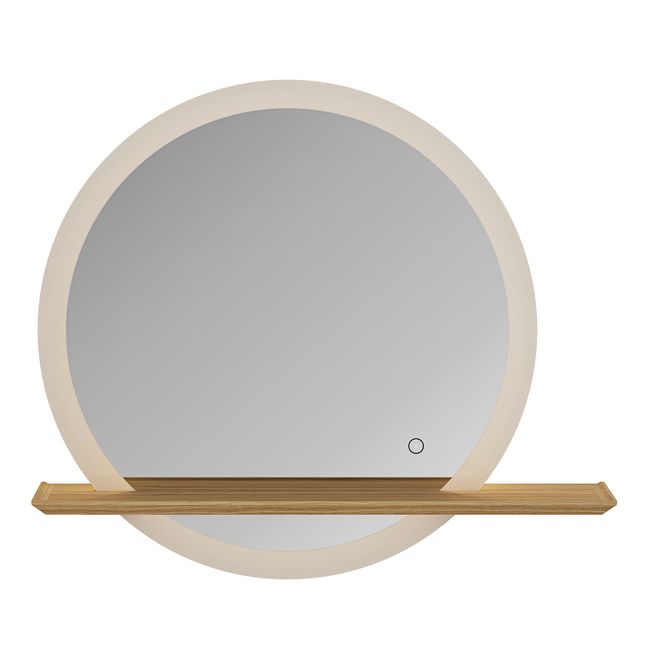 GoodHome Avela LED-spejl Ø 75 cm med hylde