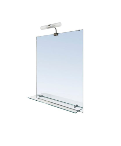 LED Spejl Clarach 50x60 cm Sølv med Hylde