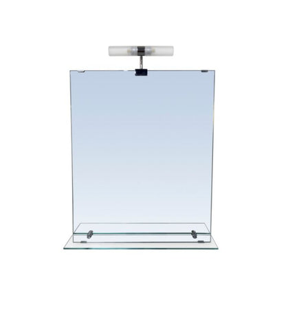 LED Spejl Clarach 50x60 cm Sølv med Hylde