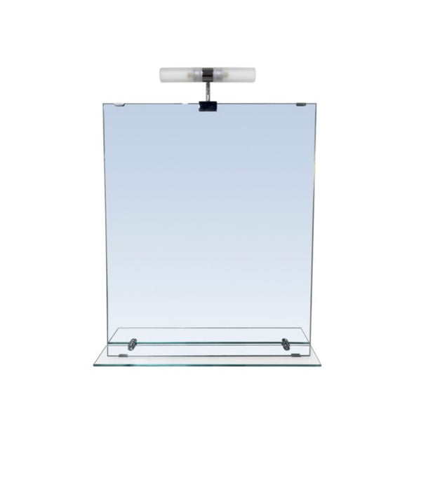 LED Spejl Clarach 50x60 cm Sølv med Hylde