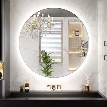 LED-spejl Rundt 70 cm Hvid med Varmt Lys