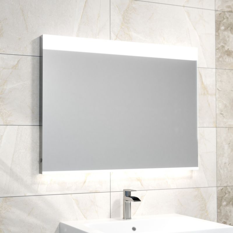 LED-spejl Horisontalt 80x60 cm Sølv | 5903148544151