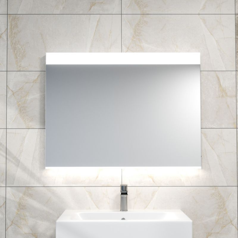 LED-spejl Horisontalt 80x60 cm Sølv | 5903148544151