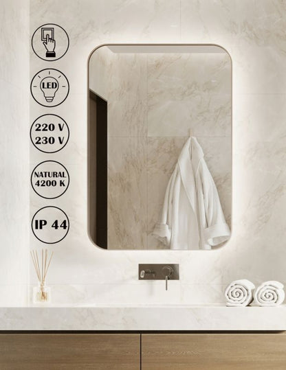 LED Spejl Luna 50x70 cm Sølv