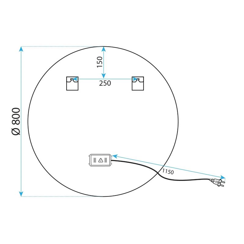 LED Spejl Rund 80 cm Gylden med Varmt Lys