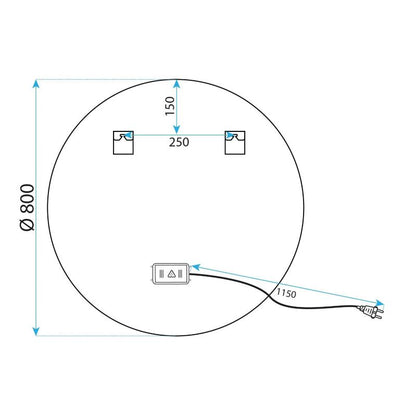 LED Spejl Rund 80 cm Gylden med Varmt Lys