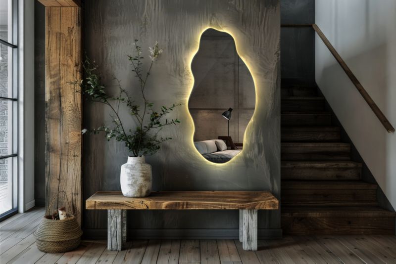 LED-spejl Tulup 40x80 cm med varmt lys til stuen, 1 stk.