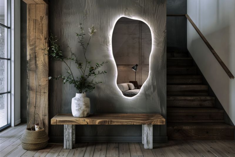 LED-spejl Tulup 45x90 cm koldt LED lys, væghængt, dekorativt, 1 stk.