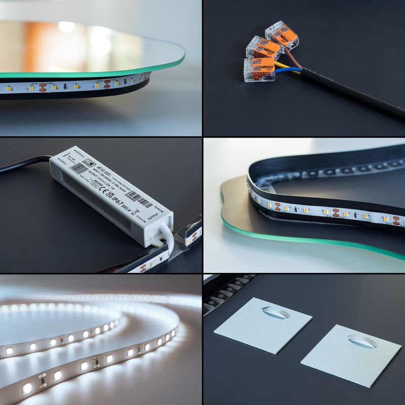 LED-spejl Tulup 45x90 cm koldt LED lys, væghængt, dekorativt, 1 stk.