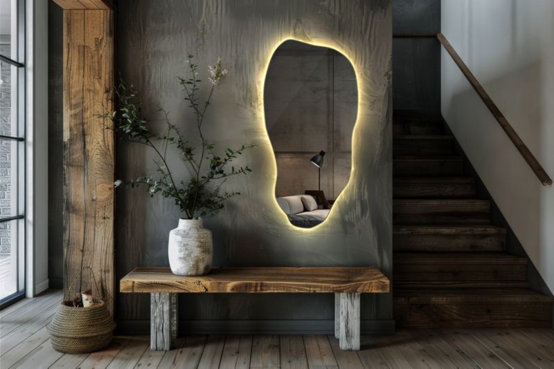 LED-spejl Tulup 50x100 cm Varm LED Boho Loft-stil 1 stk.