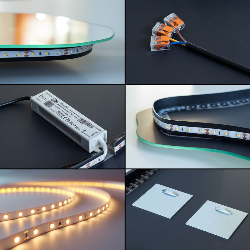 LED-spejl Tulup 50x100 cm Varm LED Boho Loft-stil 1 stk.