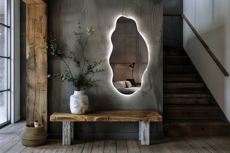 LED-spejl Tulup 50x100 cm bølget dekorativt koldt lys 1 stk.