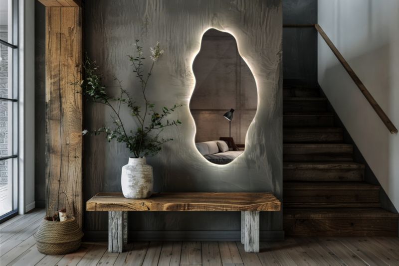 LED-spejl Tulup 50x100 cm loftstil med neutralt lys, 1 stk.