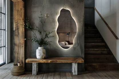 LED-spejl Tulup 50x100 cm loftstil med neutralt lys, 1 stk.