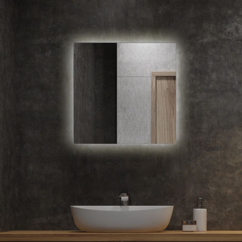 LED-spejl Tulup 50x50 cm varmt lys elegant rektangulært 1 stk.