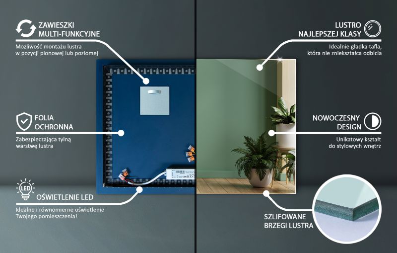 LED-spejl Tulup 50x50 cm varmt lys elegant rektangulært 1 stk.