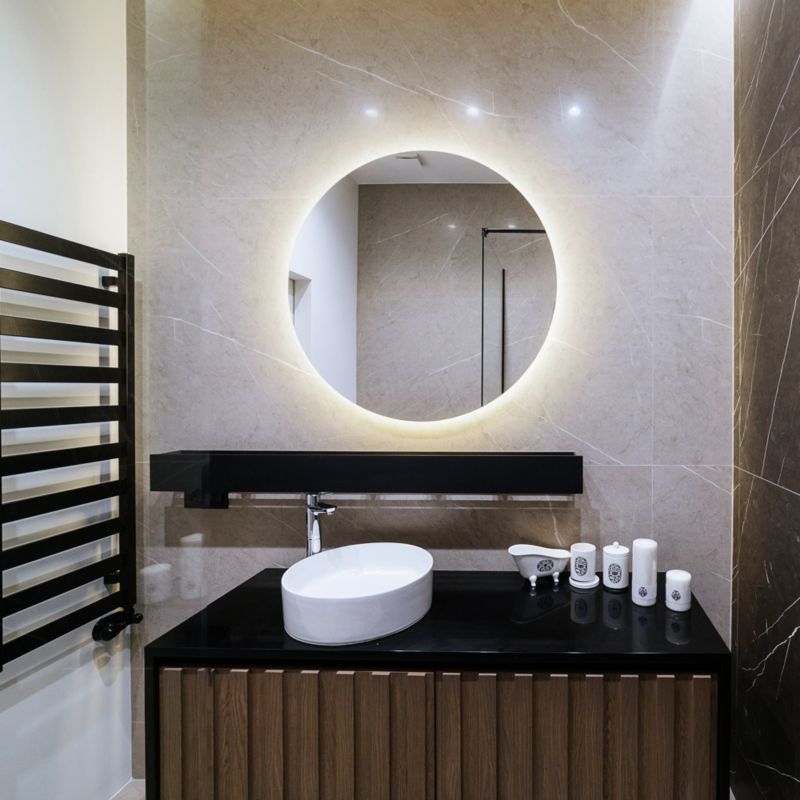 LED-spejl Tulup Rund 50 cm Varm Minimalistisk til Makeup 1 stk.