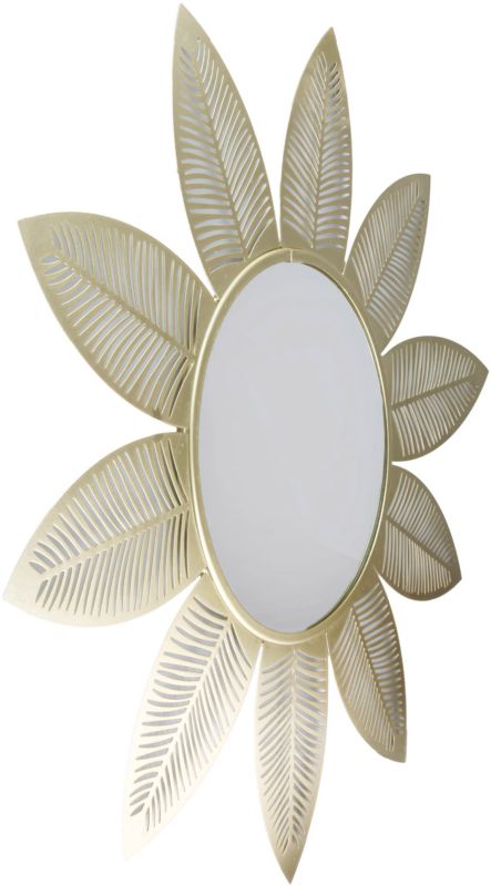 Spejl med bladmotiv 55 x 55 cm i guld