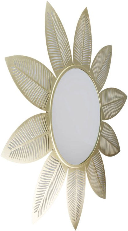 Spejl med bladmotiv 55 x 55 cm i guld