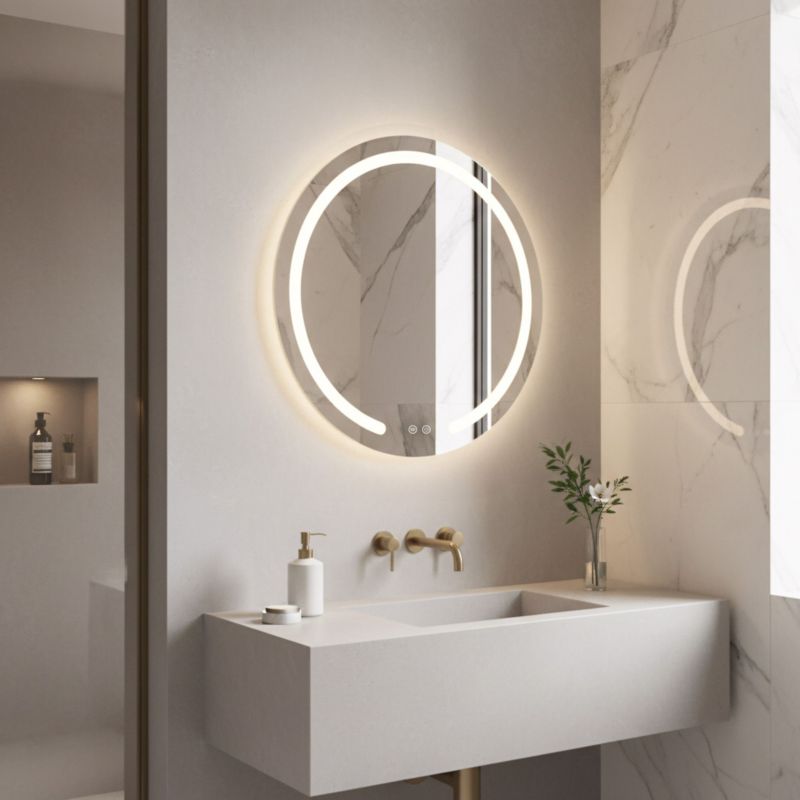 Rundt LED-spejl Modern 58 cm Gennemsigtig med Anti-Fog