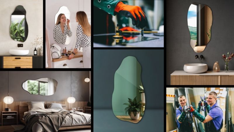 Tulup asymmetrisk spejl 40 x 80 til væg – 1 stk.
