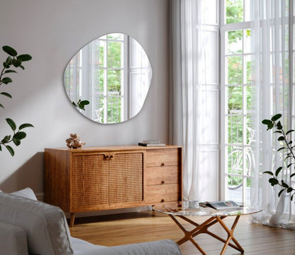 Tulup asymmetrisk spejl 67 x 68 cm til badeværelse, 1 stk.