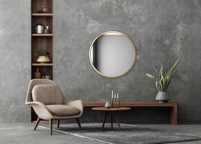 Rundt BD ART træspejl i loftstil 60 cm, guld, 1 stk.