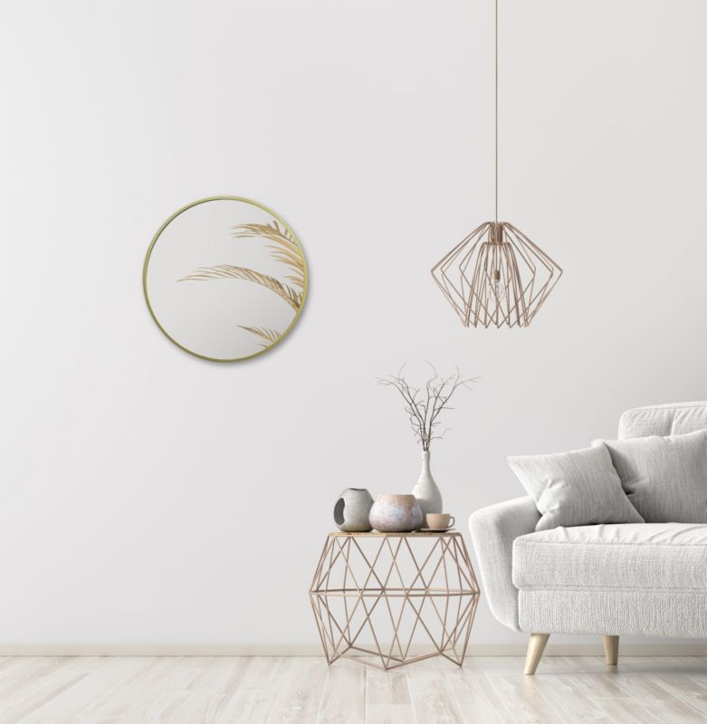 Rundt BD ART træspejl i loftstil 60 cm, guld, 1 stk.