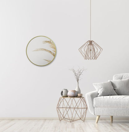 Rundt BD ART træspejl i loftstil 60 cm, guld, 1 stk.