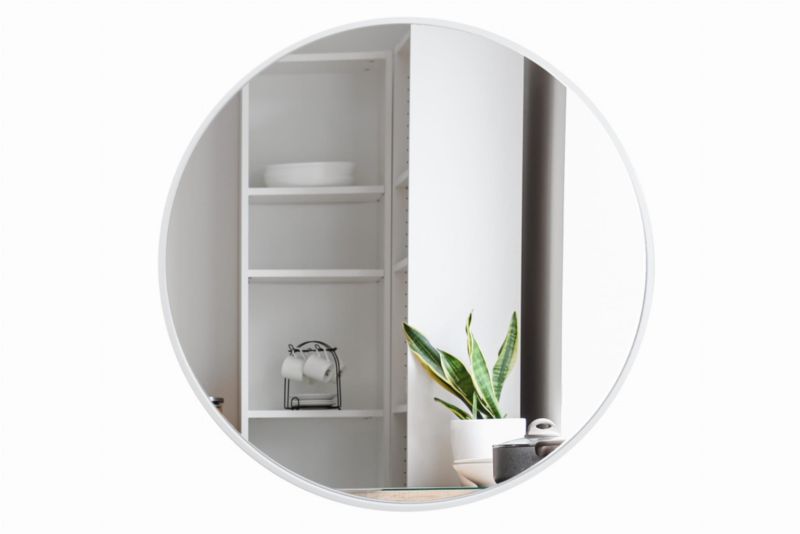 Rundt BD art træspejl i loftstil 80 cm hvid 1 stk.