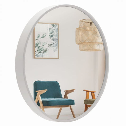 Rundt BD ART spejl i træ, skandinavisk design, 60 cm, hvid, 1 stk.
