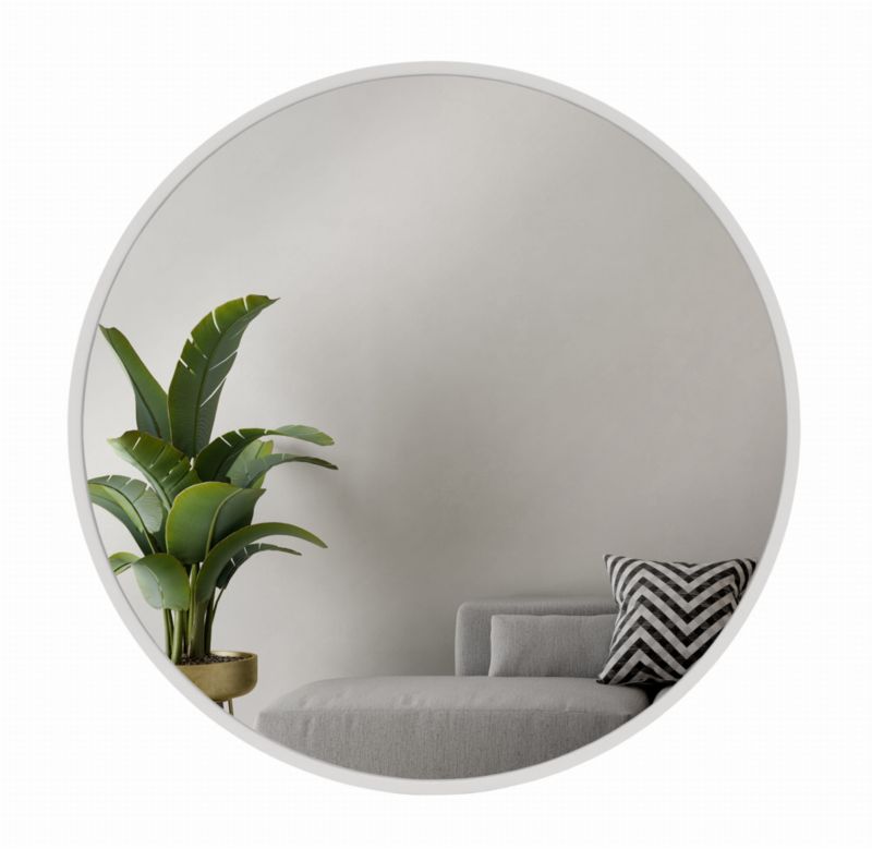 Rundt BD ART spejl i træ, skandinavisk design, 60 cm, hvid, 1 stk.